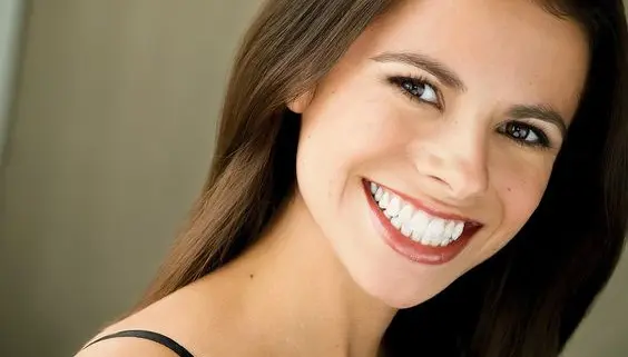 Female model with a very wide smile