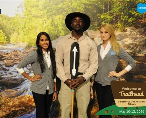 Salesforce poses with photo op of Atlanta back woods